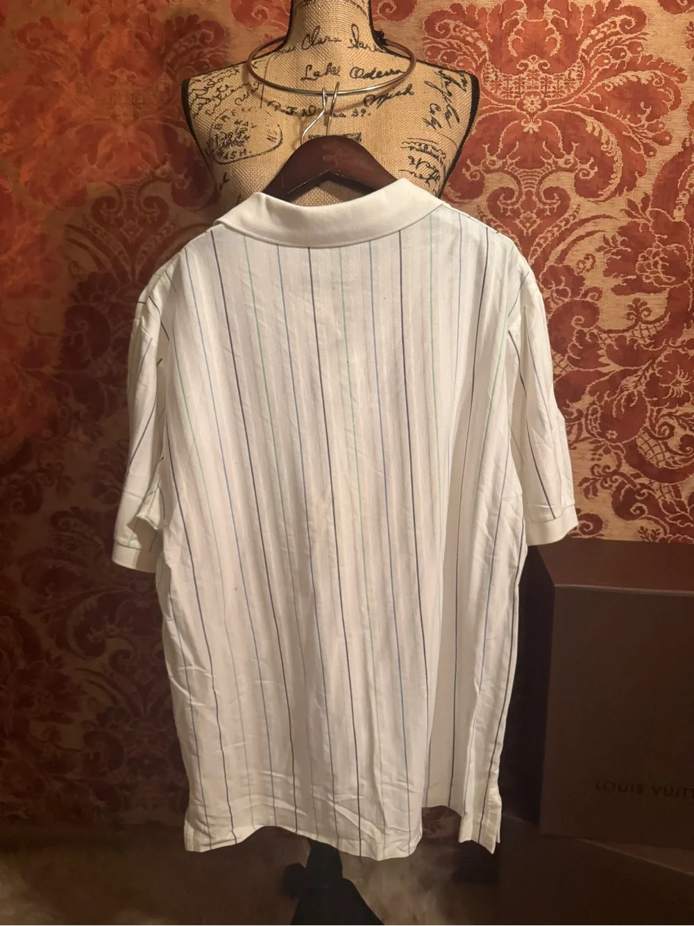 Polo by Ralph Lauren White Polo with Blue & Green Pinstripes